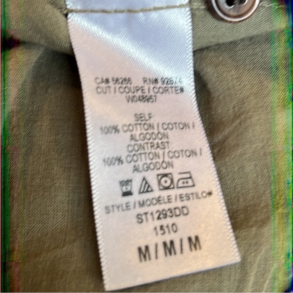 Splendid x Damsel Cotton Collection Army Green Button Up Blouse Women's Size M - Picture 9 of 10
